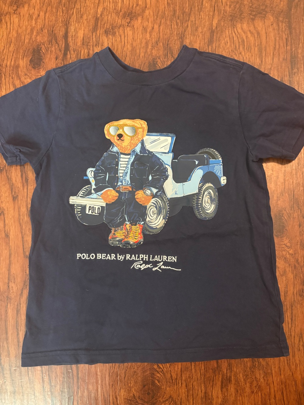 Polo by Ralph Lauren Navy Kids Tee with Polo Bear & Jeep Graphic